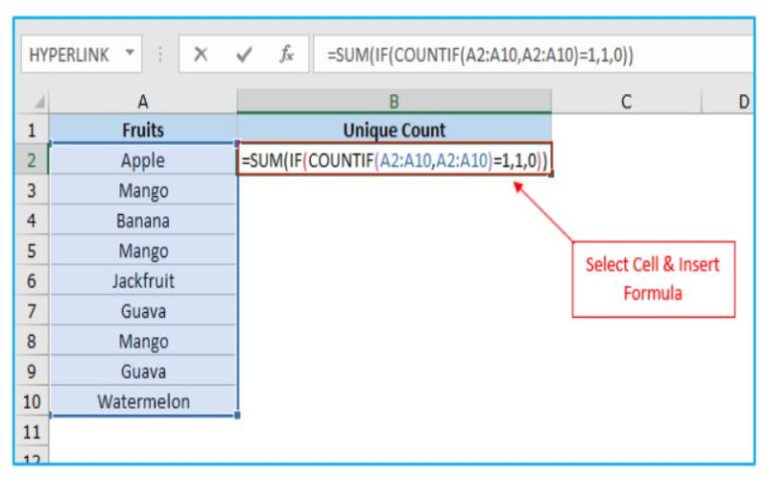 How To Count Unique Values And Distinct Values In Excel